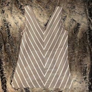 Tan with white striped silky tank